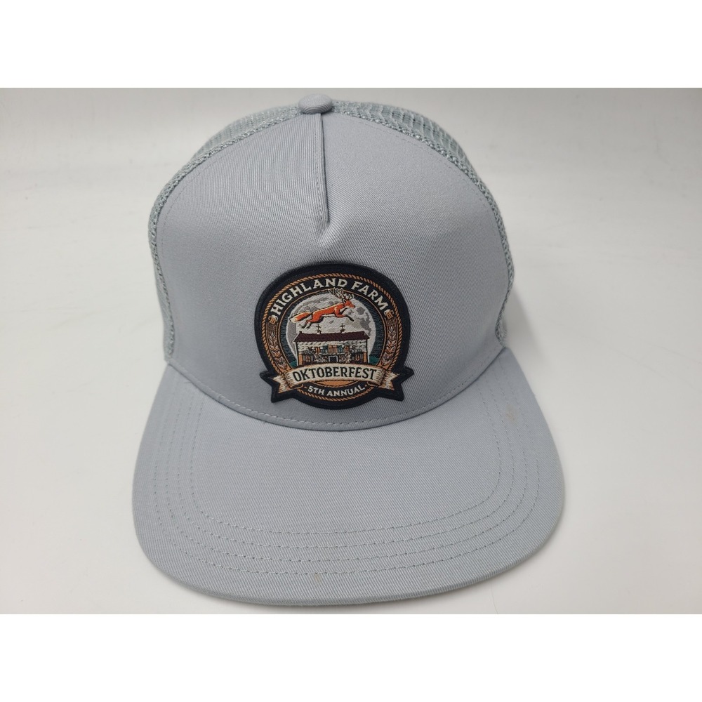 Oktoberfest Highland Farm 5th Annual Mesh Trucker Snapback Hat Cap Beer Men Gray